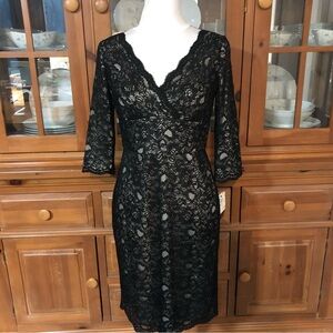 NWT Adrianna Papell Black Lace Dress